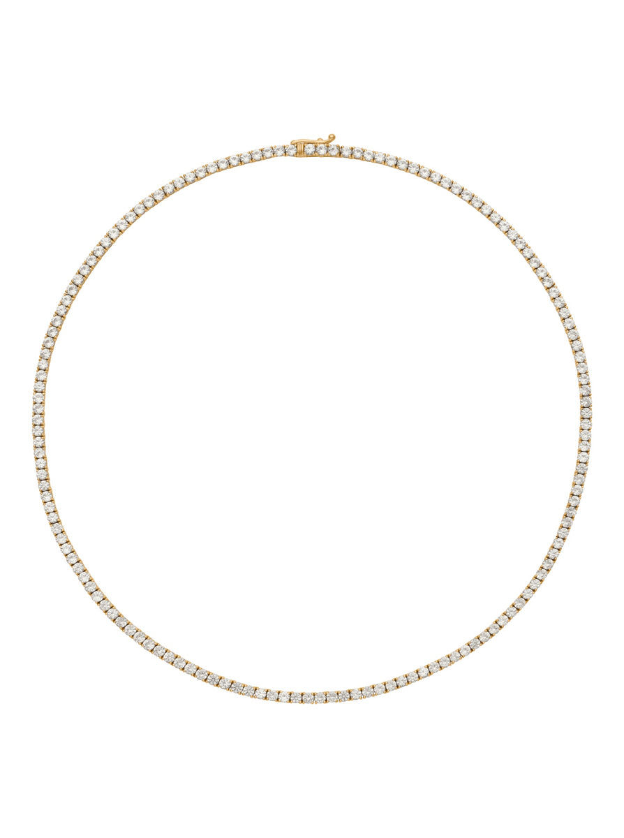 14K YELLOW GOLD MOSS ROUND CUT, 2.5MM 4-PRONG, LAB DIAMOND RIVIÈRE NECKLACE