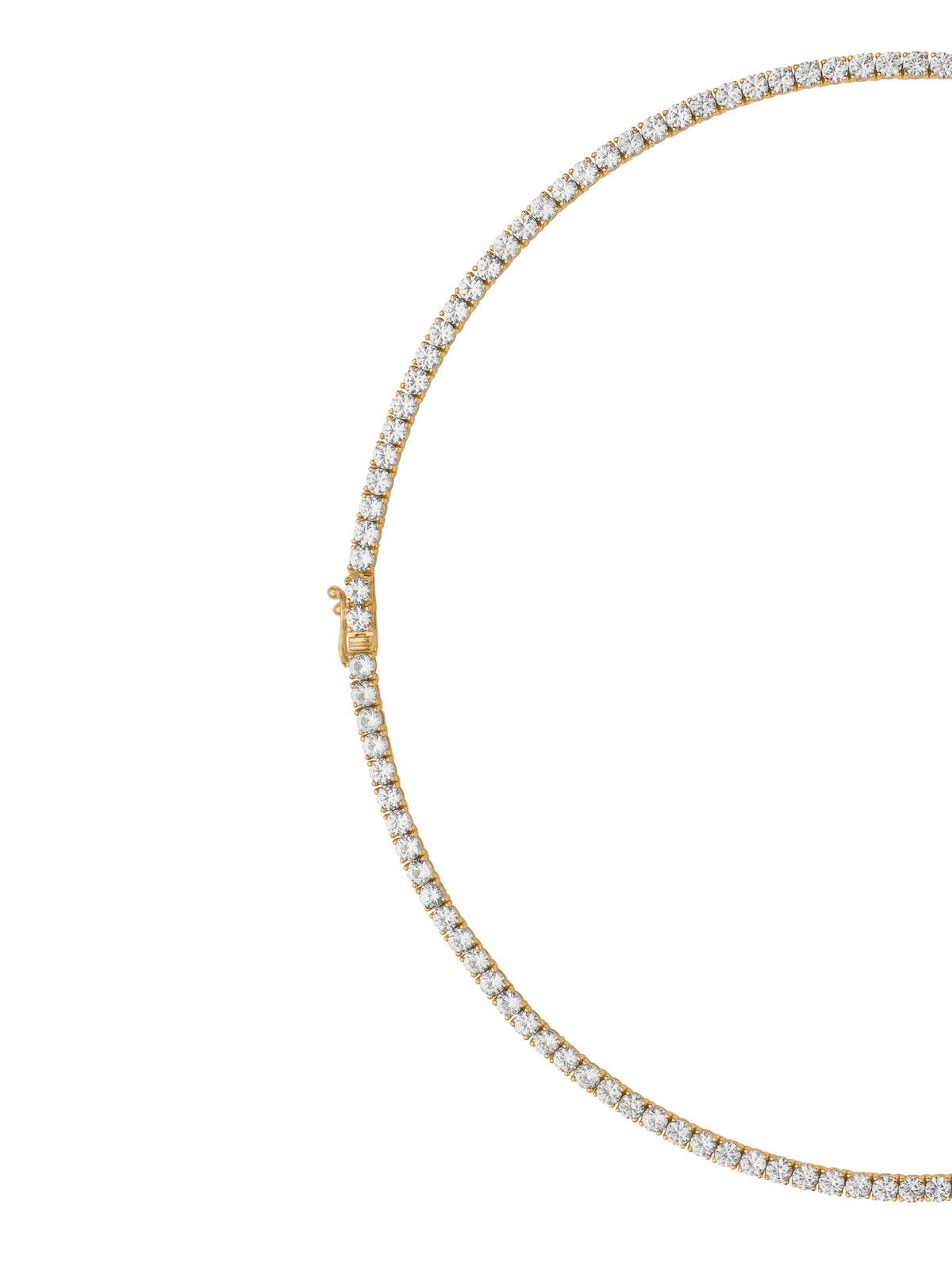 14K YELLOW GOLD MOSS ROUND CUT, 3MM 4-PRONG, LAB DIAMOND RIVIÈRE NECKLACE