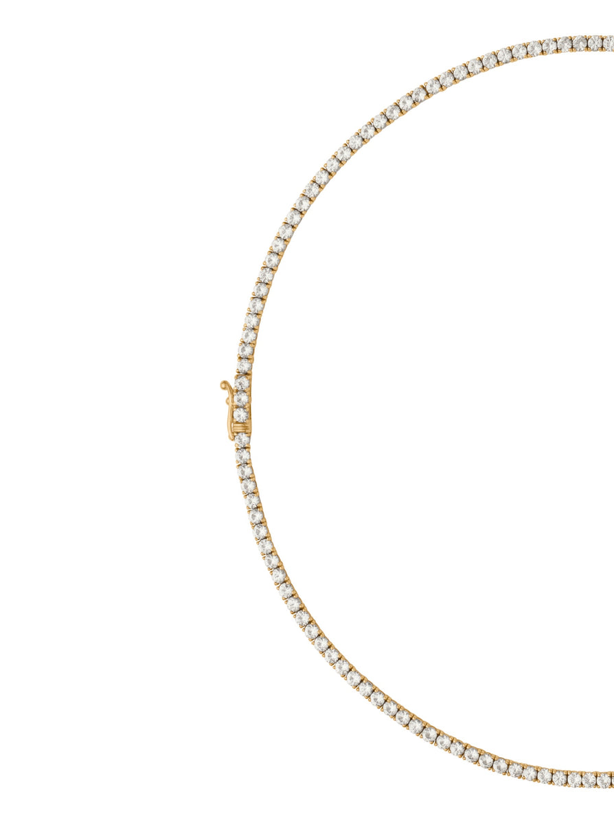 14K YELLOW GOLD MOSS ROUND CUT, 2.5MM 4-PRONG, LAB DIAMOND RIVIÈRE NECKLACE