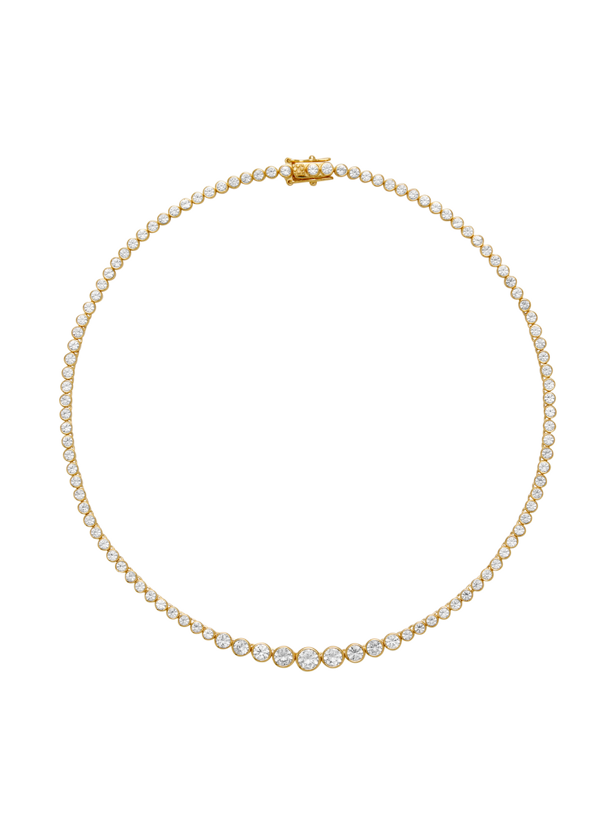 JAMES BEZEL GRADUATED, LAB WHITE SAPPHIRE GOLD RIVIÈRE NECKLACE