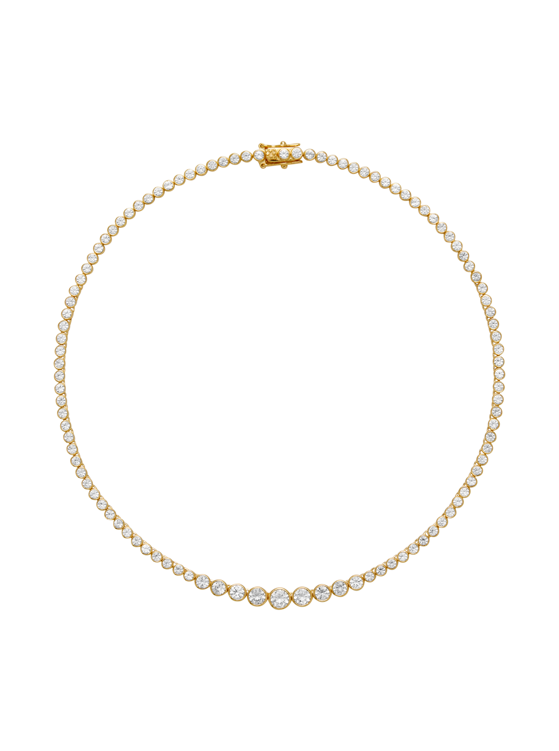 JAMES BEZEL GRADUATED, LAB WHITE SAPPHIRE GOLD RIVIÈRE NECKLACE