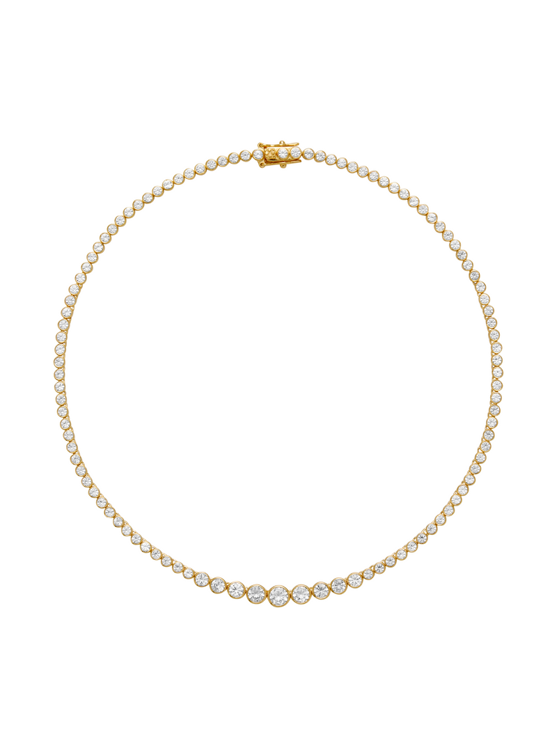 JAMES BEZEL GRADUATED, LAB WHITE SAPPHIRE GOLD RIVIÈRE NECKLACE