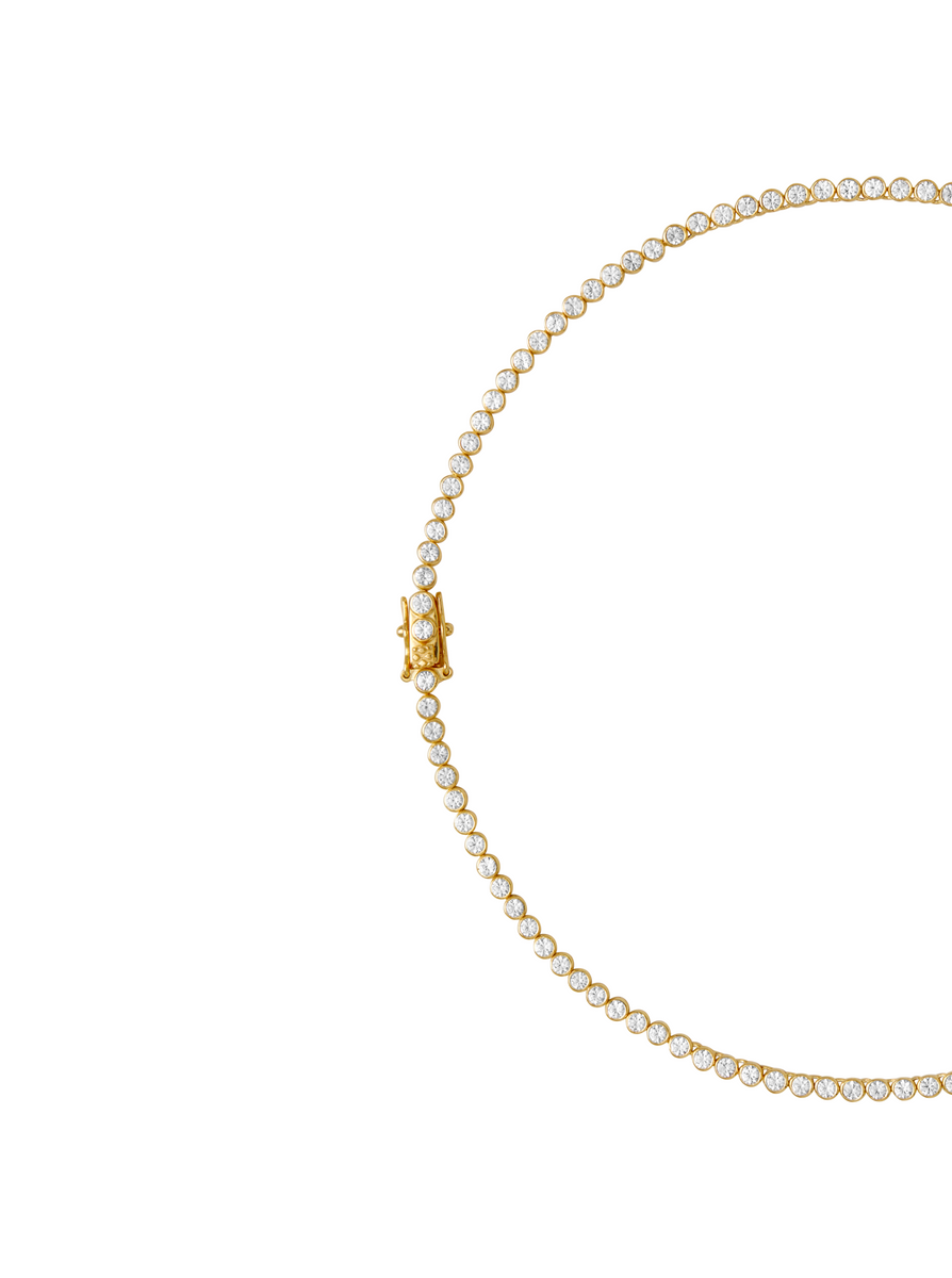 JAMES BEZEL GRADUATED, LAB WHITE SAPPHIRE GOLD RIVIÈRE NECKLACE