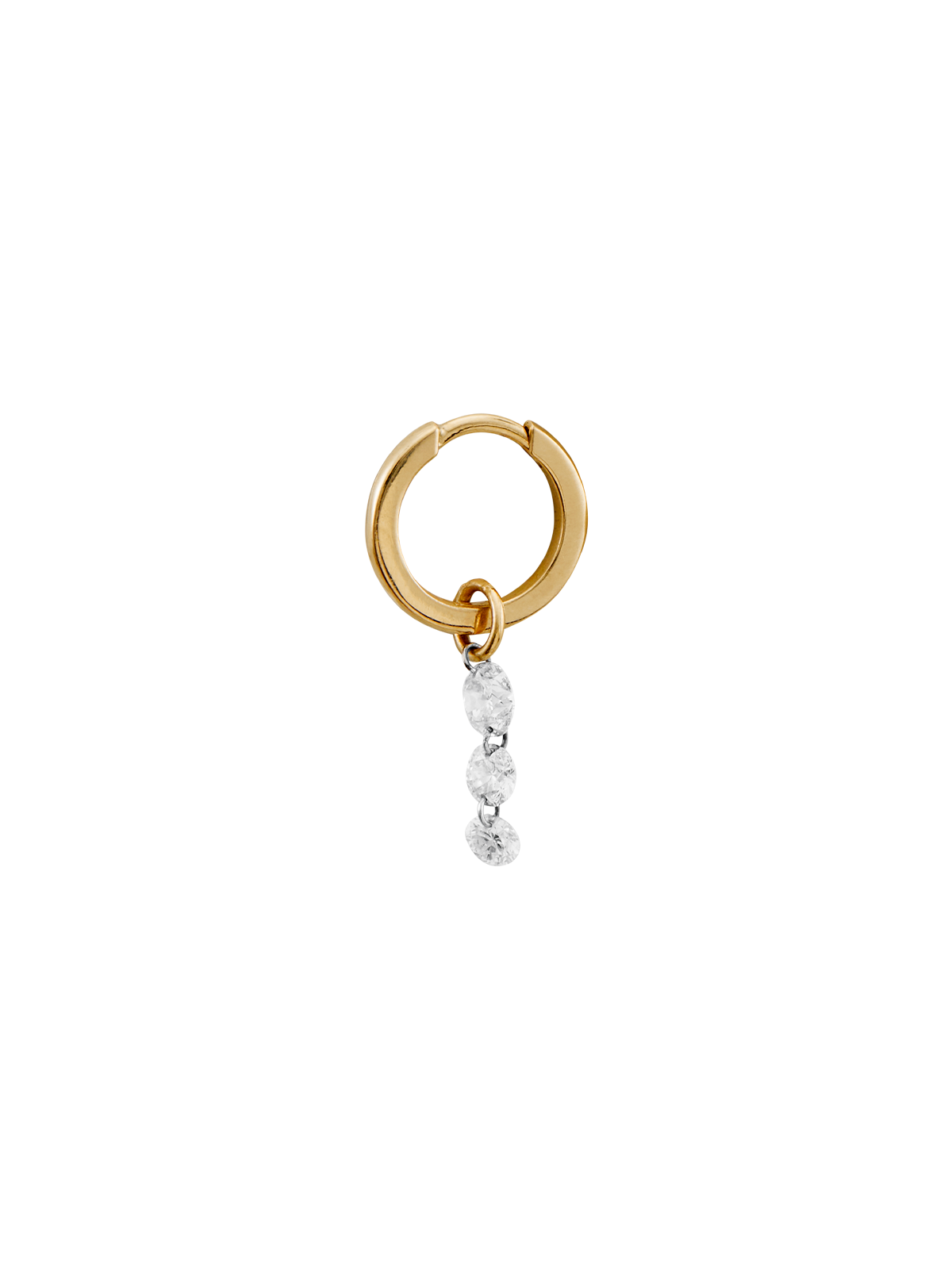 14K YELLOW GOLD HUGGIE WITH GRADUATED ROUND DIAMOND CHARM