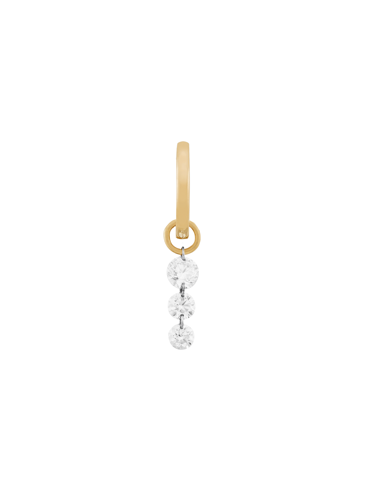 14K YELLOW GOLD HUGGIE WITH GRADUATED ROUND DIAMOND CHARM