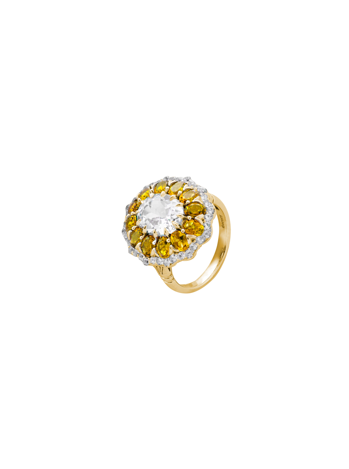 TATE LAB WHITE AND YELLOW SAPPHIRE RING, GOLD