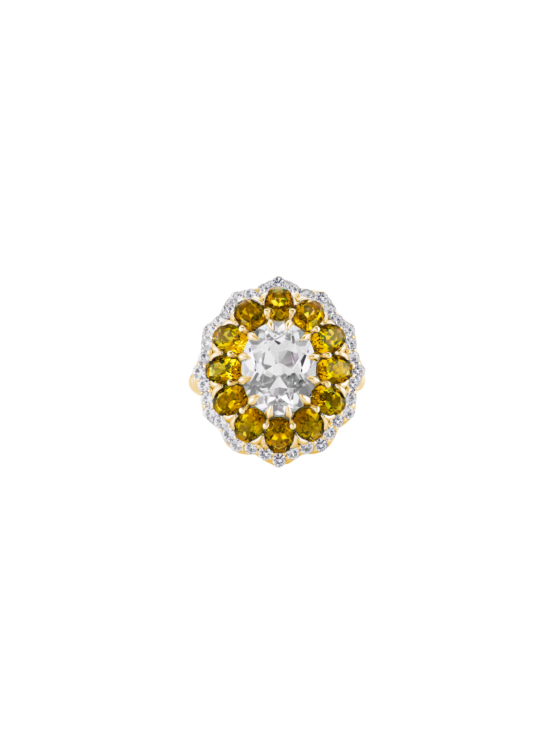 TATE LAB WHITE AND YELLOW SAPPHIRE RING, GOLD