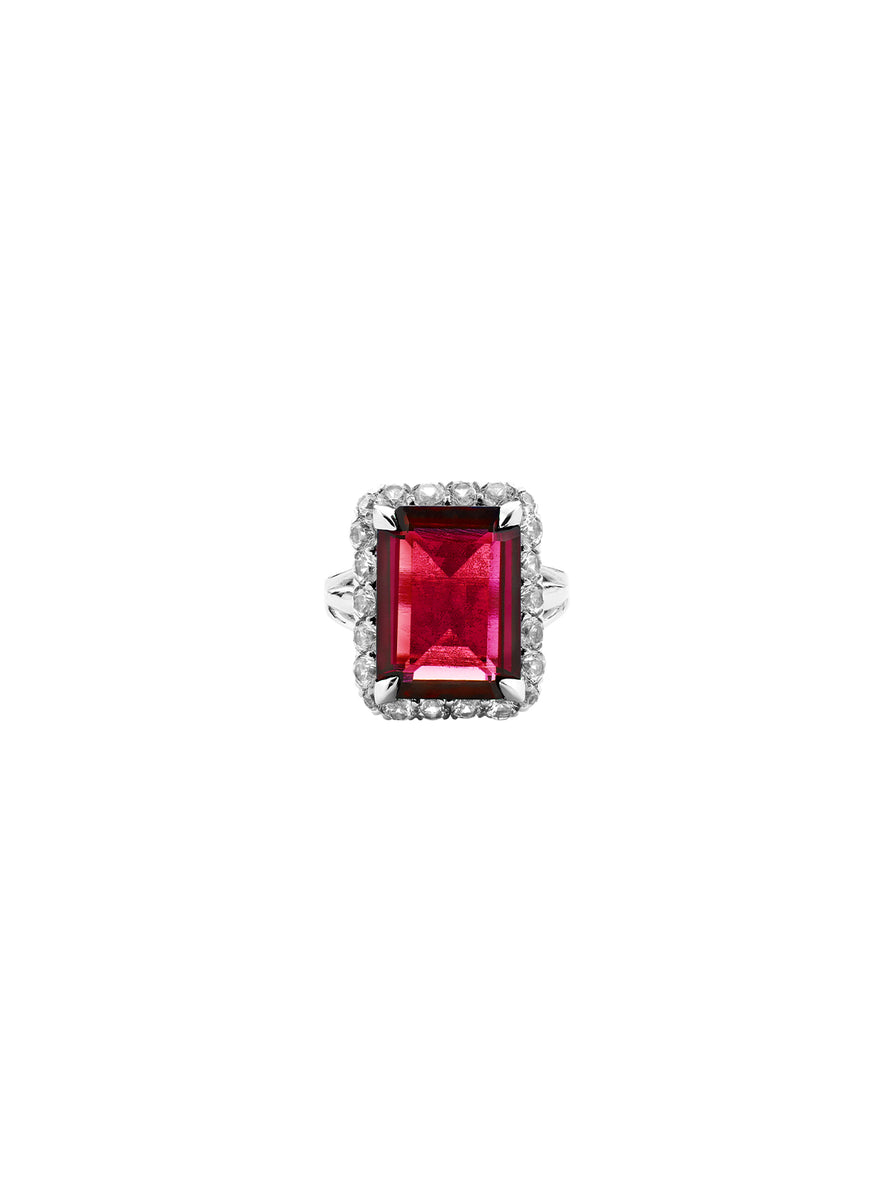 HASTINGS, LAB RED SAPPHIRE RING, SILVER