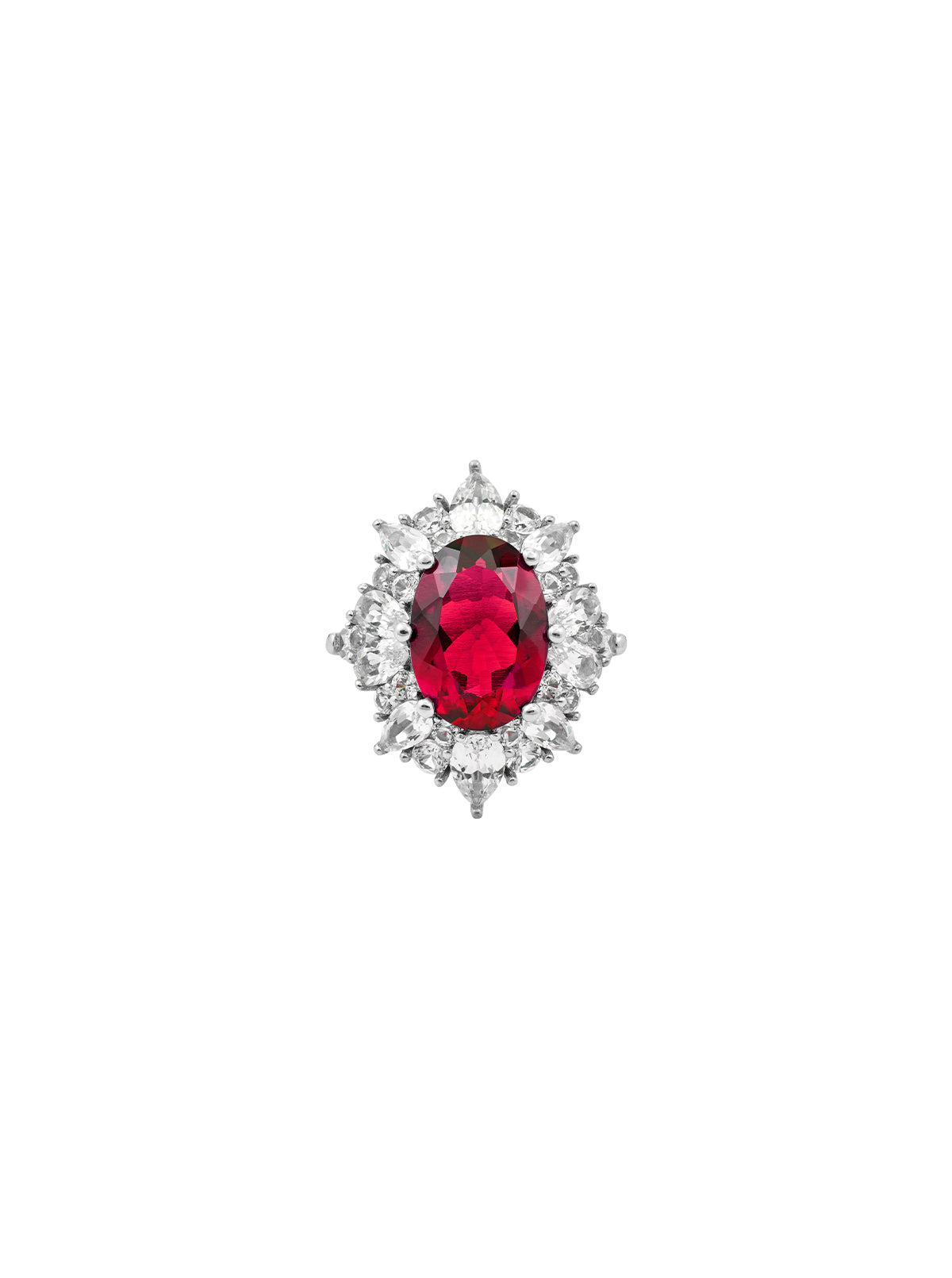 HOUGHTON, LAB RED SAPPHIRE RING, SILVER