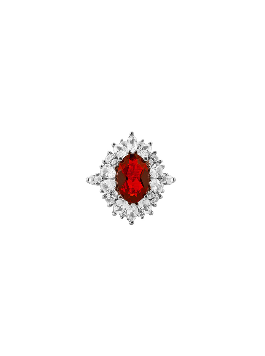 HOUGHTON, LAB RED SAPPHIRE PINKY RING, SILVER