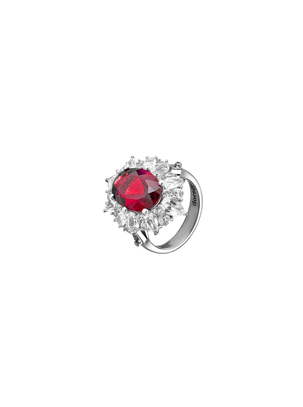 HOUGHTON, LAB RED SAPPHIRE RING, SILVER