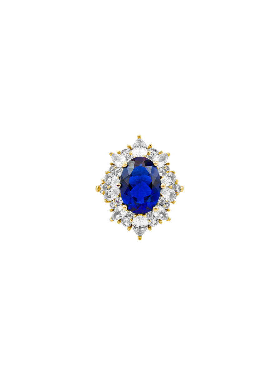 HOUGHTON, LAB BLUE SAPPHIRE RING, GOLD