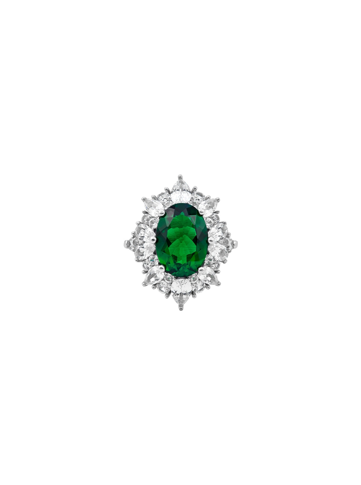 HOUGHTON, LAB EMERALD RING, SILVER