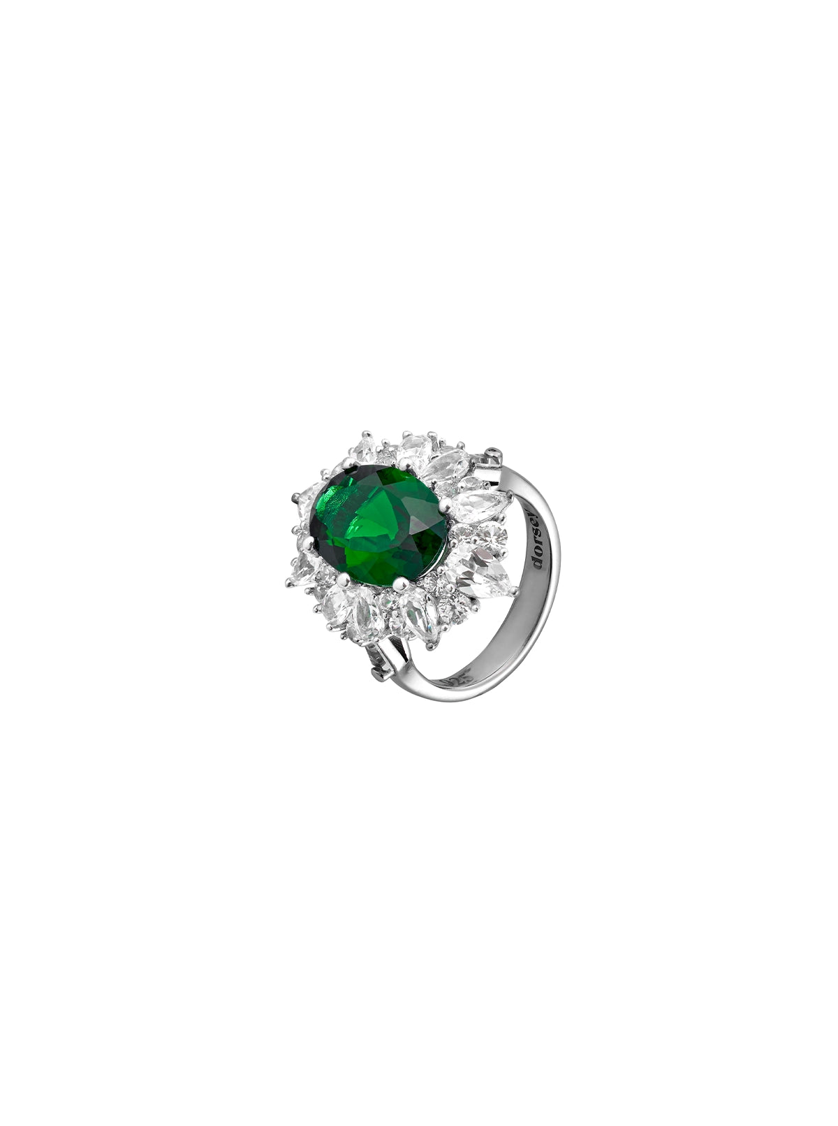 HOUGHTON, LAB EMERALD RING, SILVER