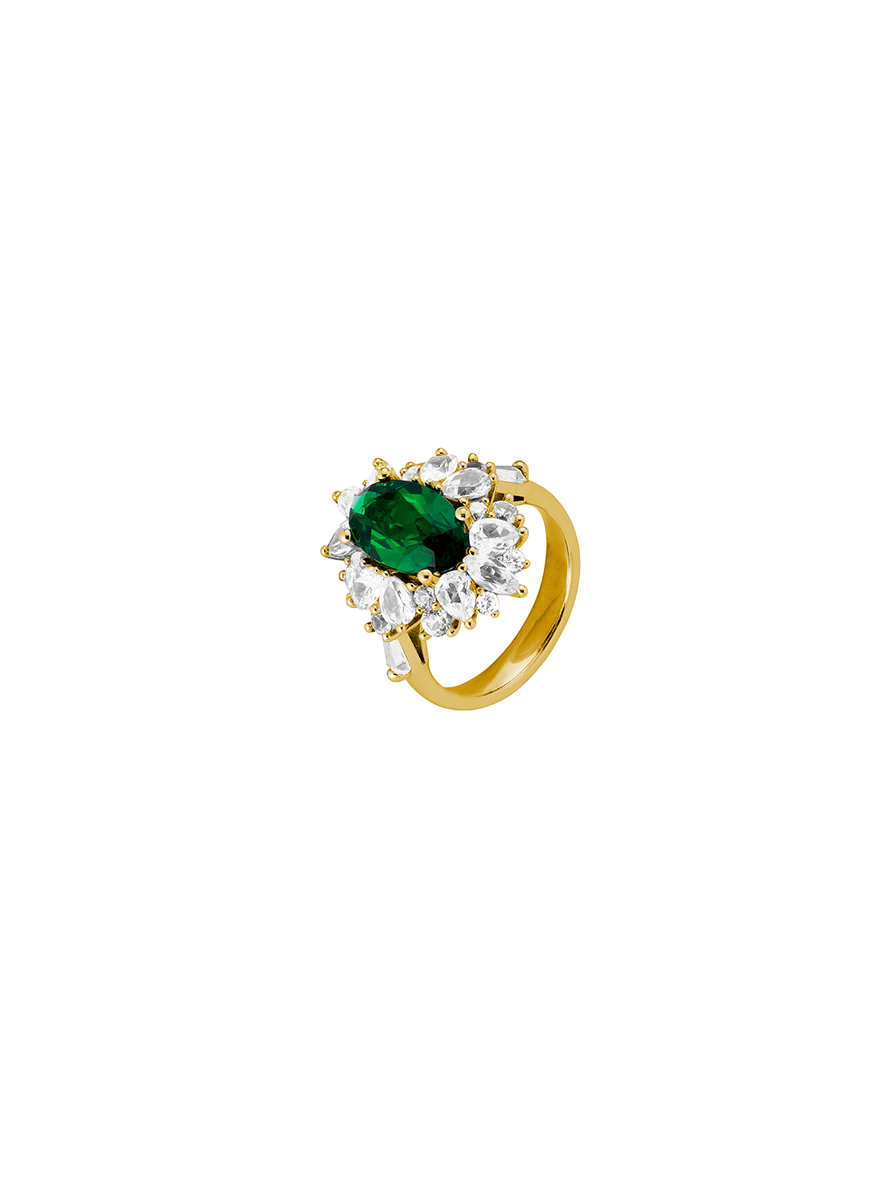 HOUGHTON, LAB EMERALD PINKY RING, GOLD