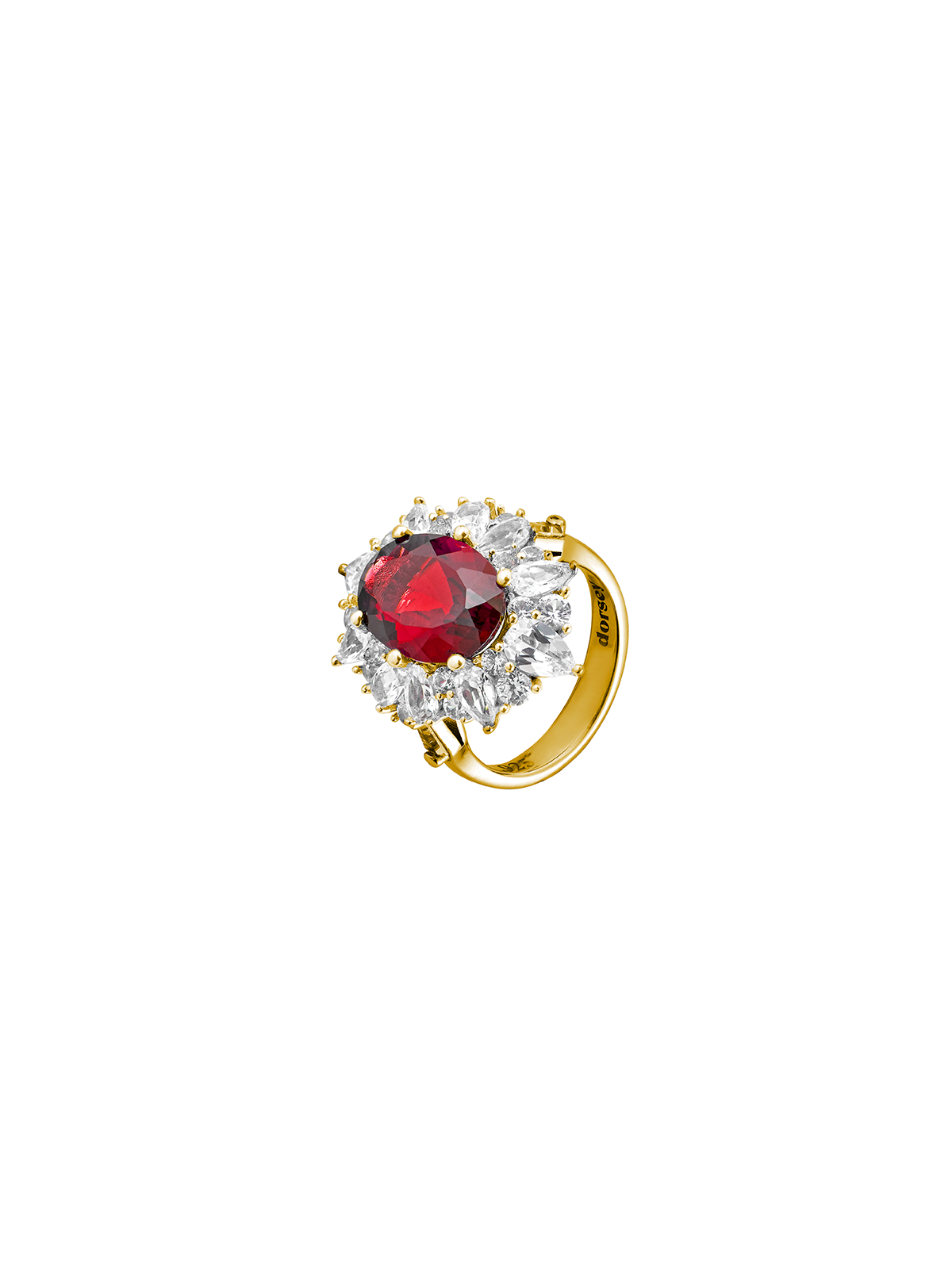 HOUGHTON, LAB RED SAPPHIRE RING, GOLD