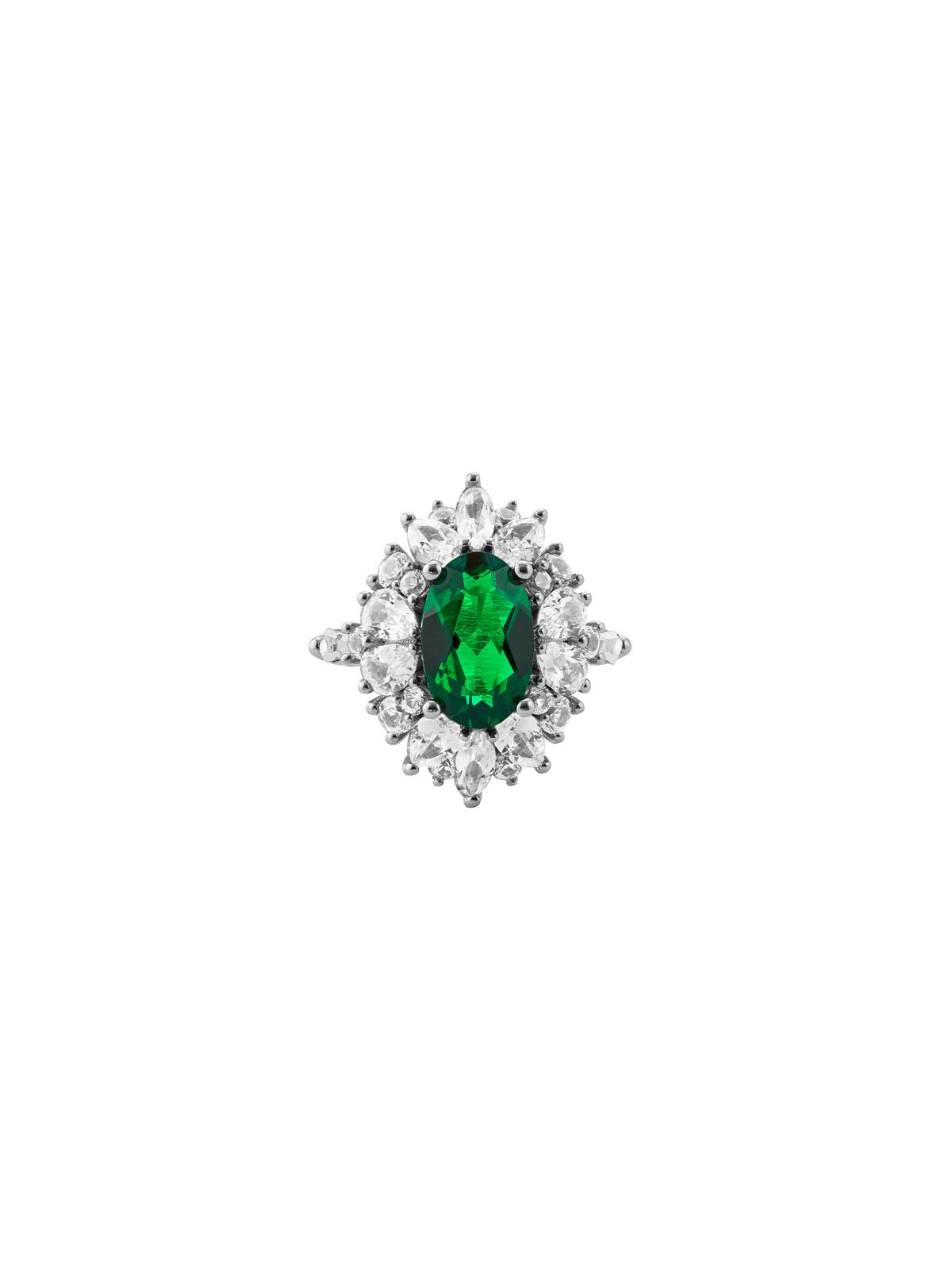 HOUGHTON, LAB EMERALD PINKY RING, SILVER