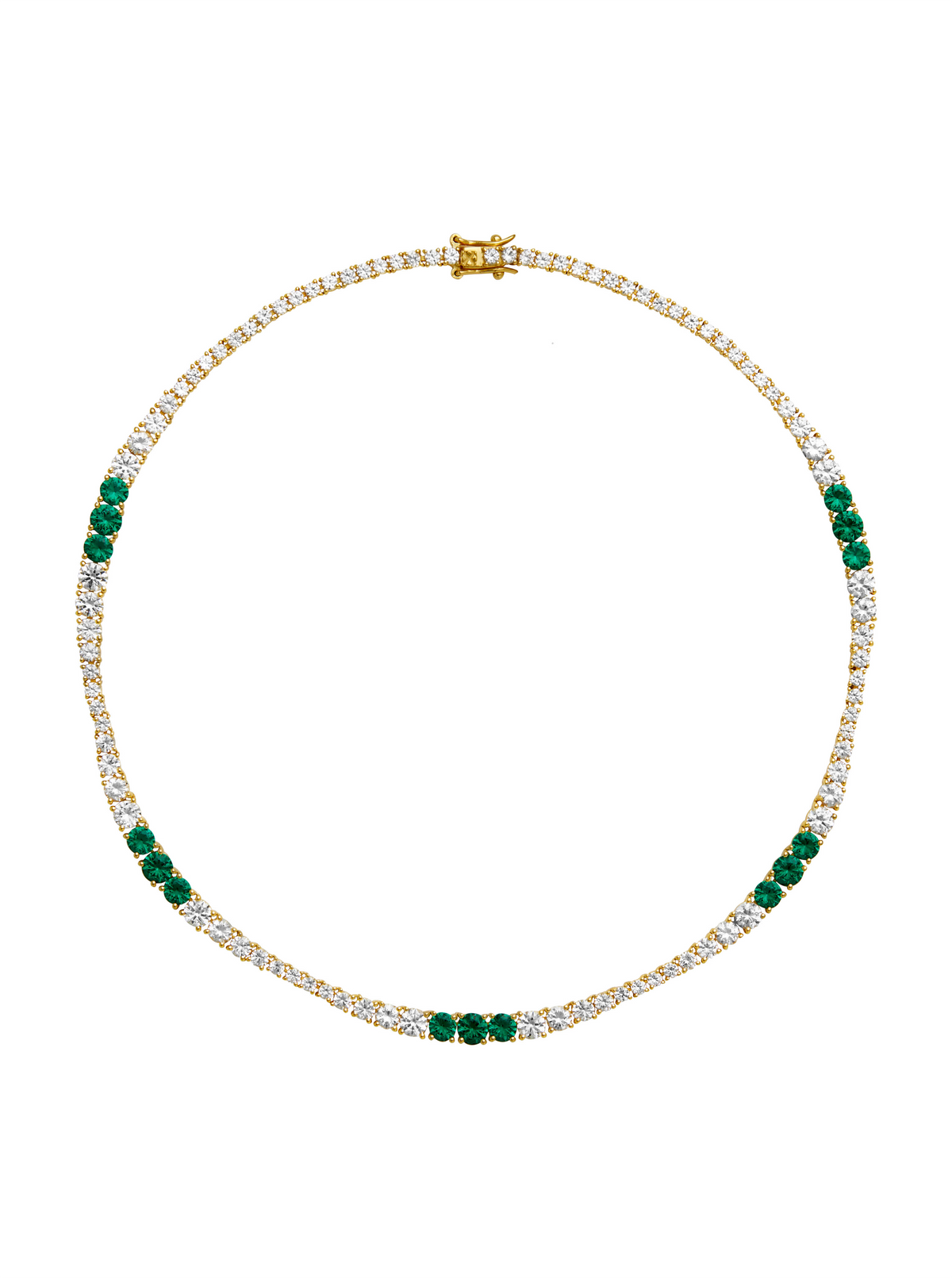 ISADORA, LAB WHITE SAPPHIRE AND NANO CRYSTAL EMERALD GOLD RIVIÈRE NECKLACE