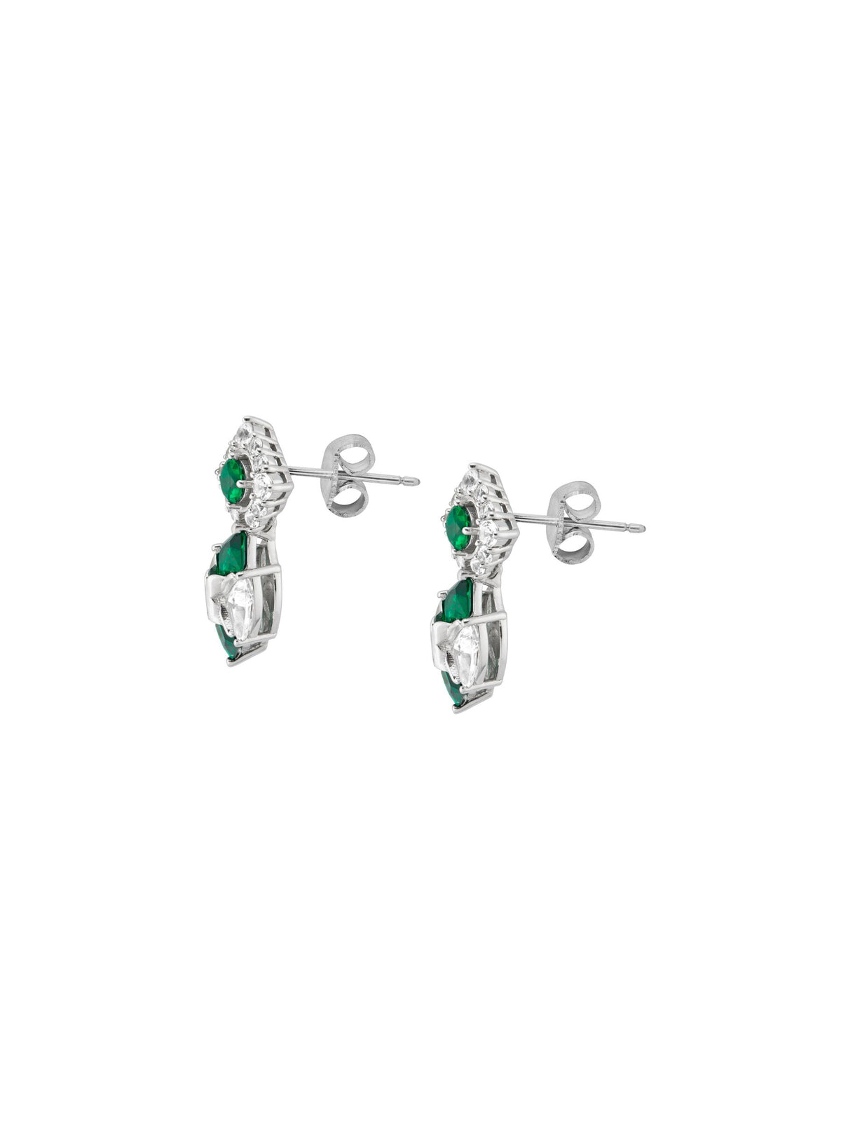 JOSEPHINE, LAB WHITE SAPPHIRE AND EMERALD DROP EARRINGS