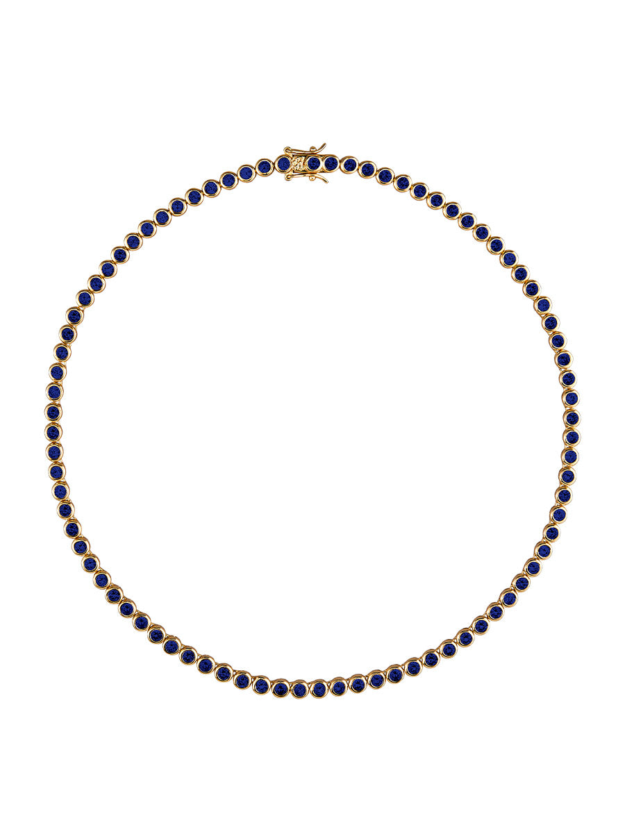 CUSTOM JAMES BEZEL, LAB BLUE SAPPHIRE RIVIÈRE NECKLACE