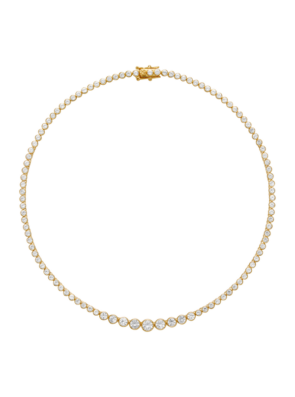 JAMES BEZEL GRADUATED, LAB WHITE SAPPHIRE GOLD RIVIÈRE NECKLACE