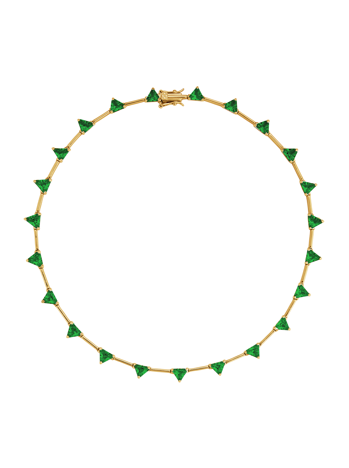 JULIEN TRILLION CUT, NANO CRYSTAL EMERALD GOLD BAR NECKLACE