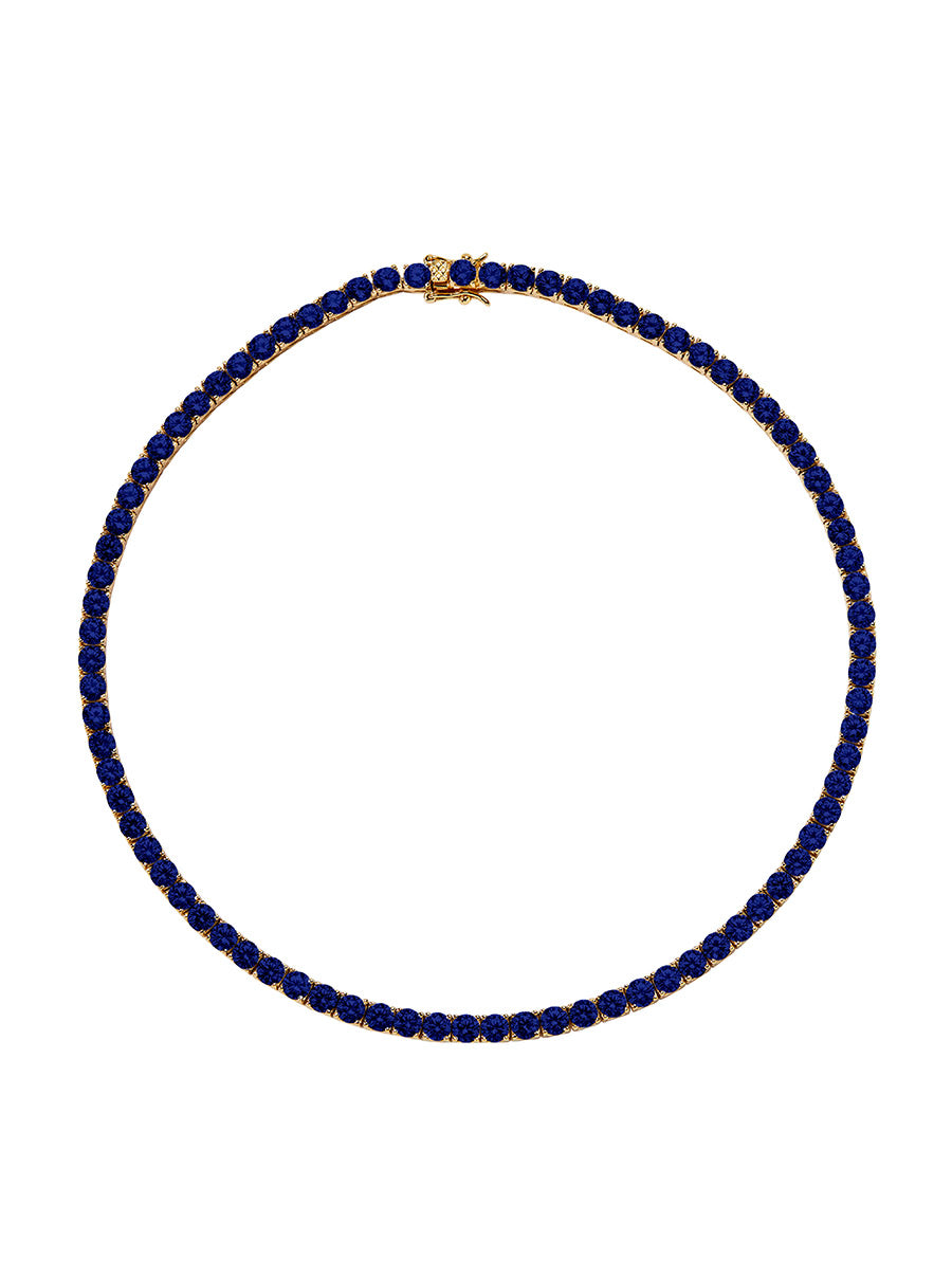 CUSTOM KATE 4.5MM ROUND CUT, LAB BLUE SAPPHIRE RIVIÈRE  NECKLACE