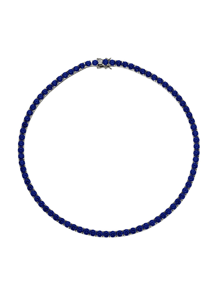 CUSTOM KATE 4.5MM ROUND CUT, LAB BLUE SAPPHIRE RIVIÈRE  NECKLACE