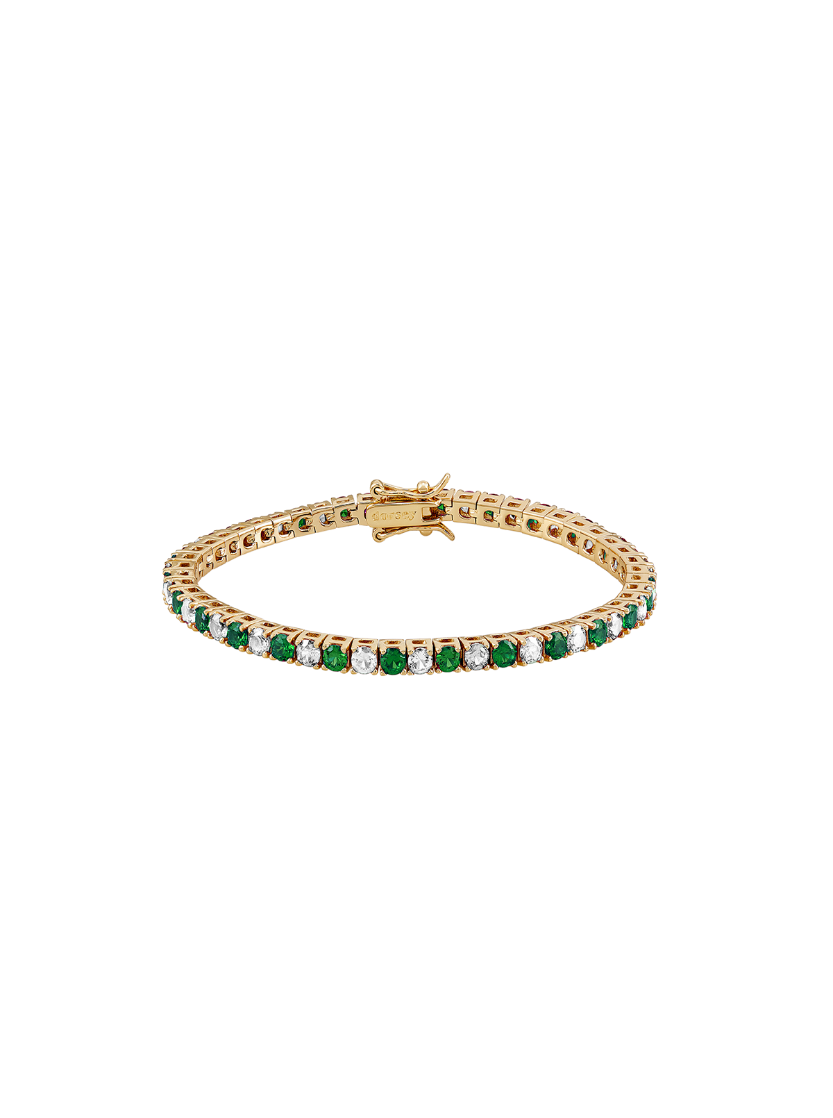 KATE 3MM ROUND CUT, LAB WHITE SAPPHIRE AND NANO CRYSTAL EMERALD RIVIÈRE BRACELET