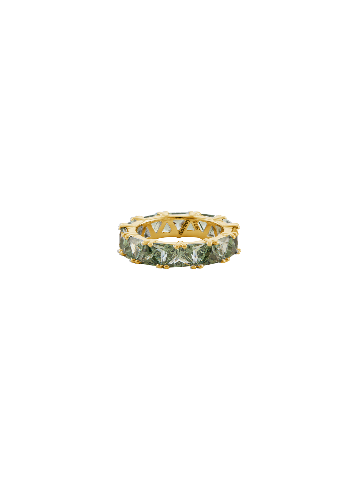 THEODORA DOUBLE TRILLION, LAB LIGHT GREEN SPINEL RING, GOLD