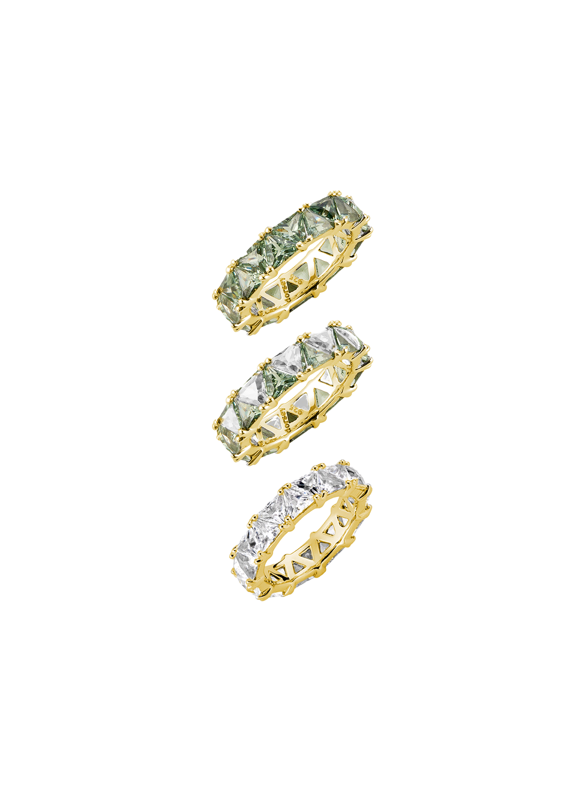 THEODORA DOUBLE TRILLION LAB LIGHT GREEN SPINEL RING STACK, GOLD