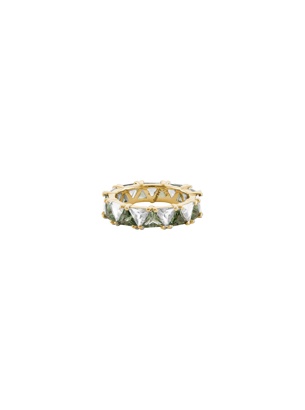 THEODORA DOUBLE TRILLION, LAB LIGHT GREEN SPINEL AND WHITE SAPPHIRE RING, GOLD