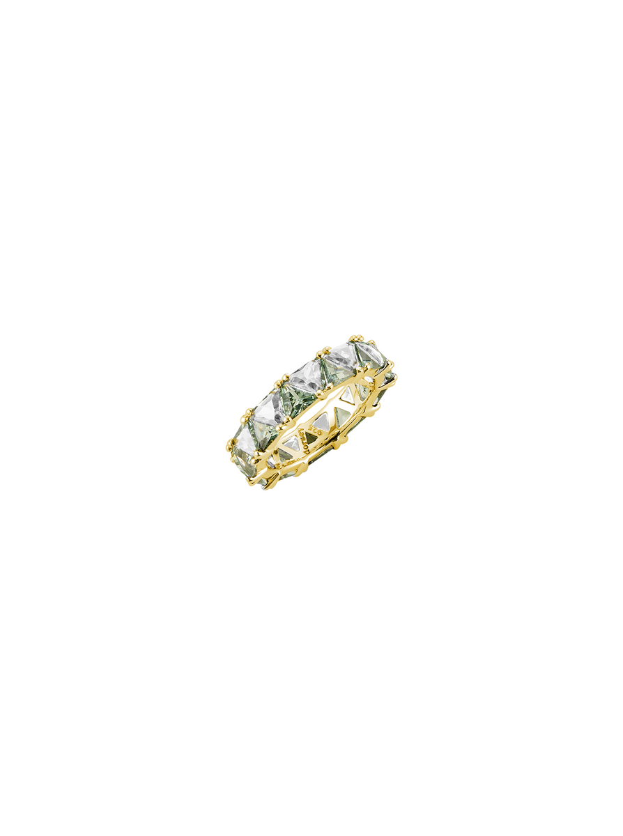 THEODORA DOUBLE TRILLION, LAB LIGHT GREEN SPINEL AND WHITE SAPPHIRE RING, GOLD