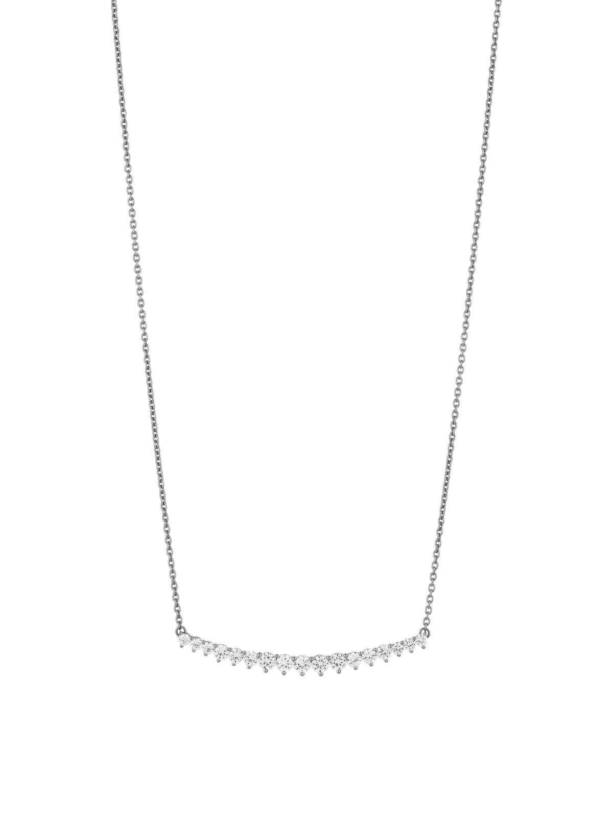 LARGE CURVE, LAB WHITE SAPPHIRE SILVER NECKLACE