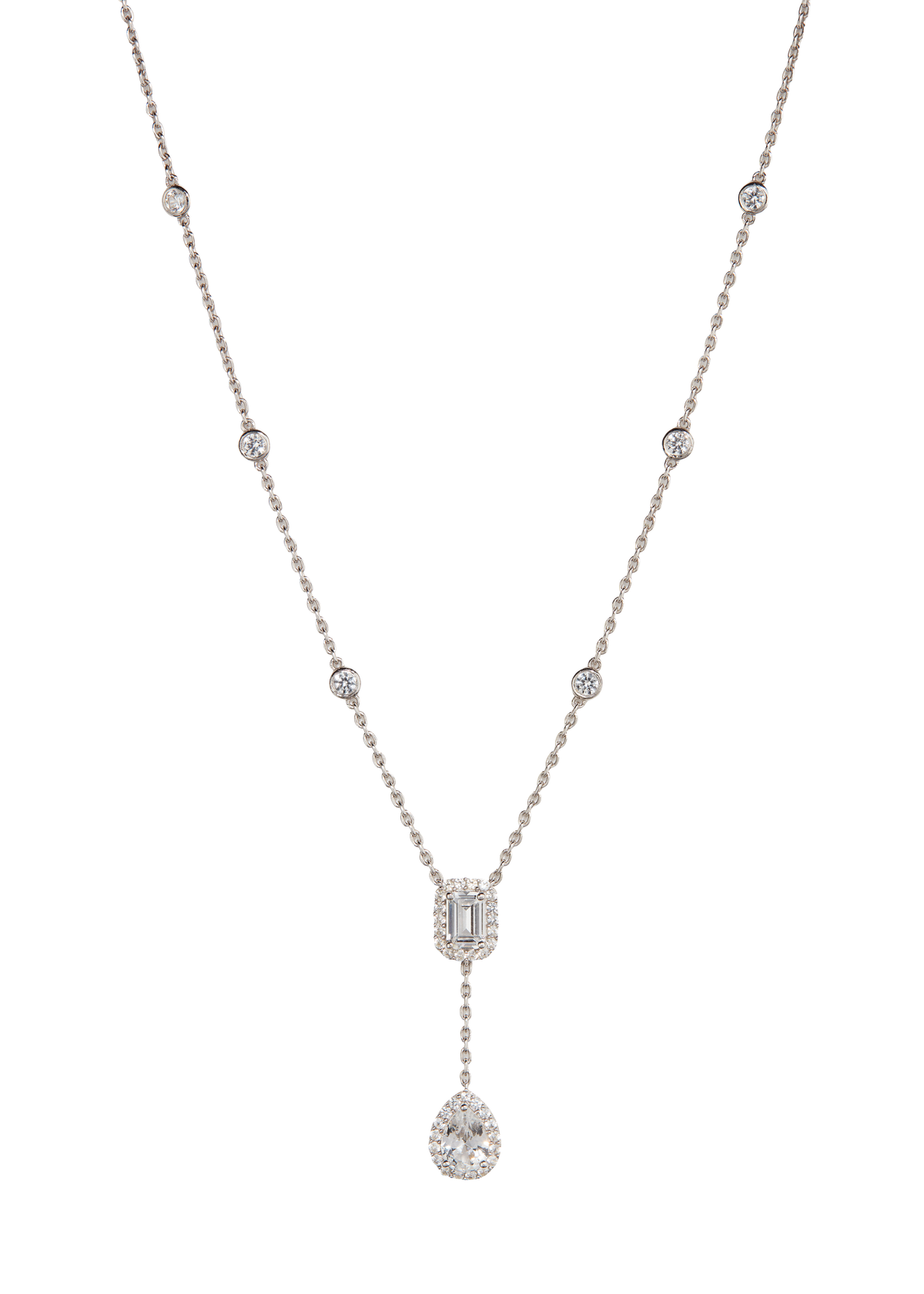 ARIA LARIAT NECKLACE, SILVER