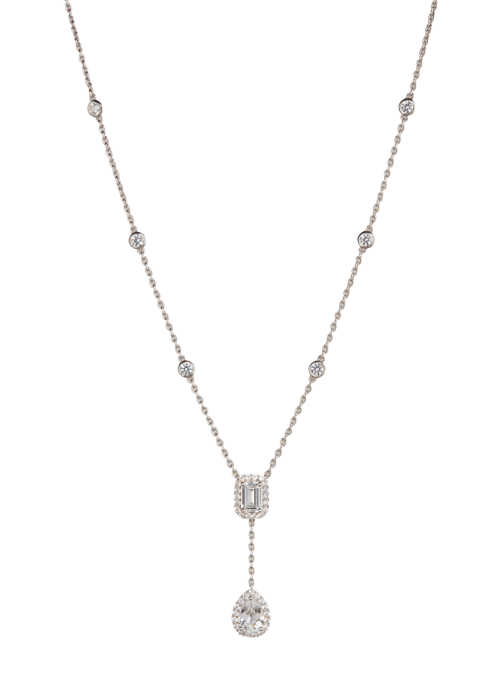 ARIA LARIAT NECKLACE, SILVER