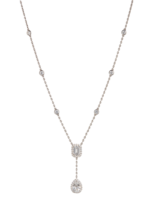 ARIA LARIAT NECKLACE, SILVER