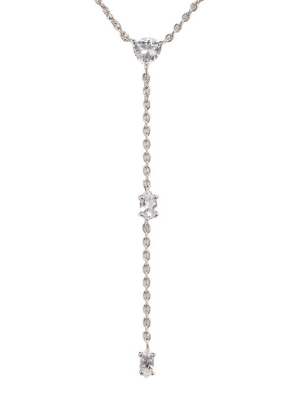 CELESTE LARIAT NECKLACE, SILVER