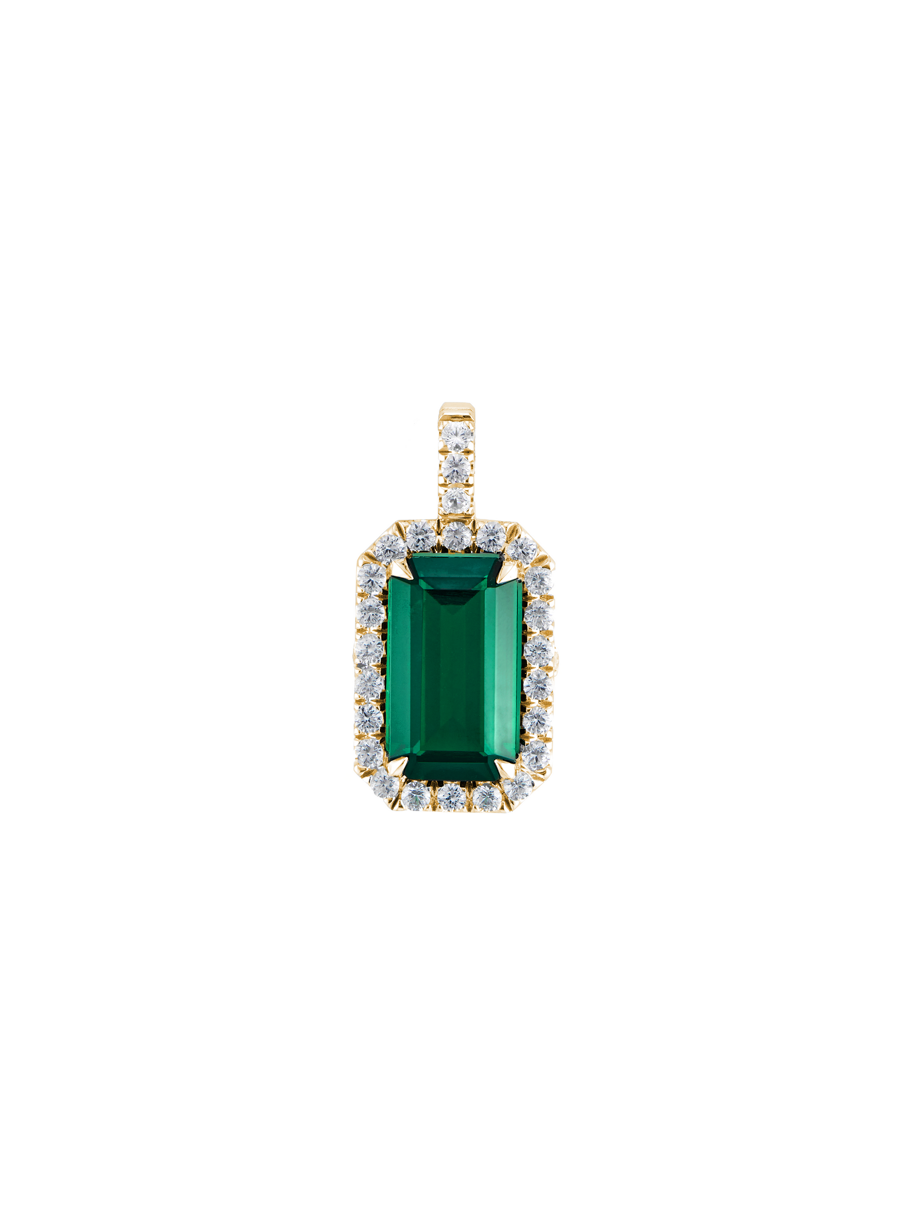 LAB EMERALD EMERALD CUT PENDANT, GOLD