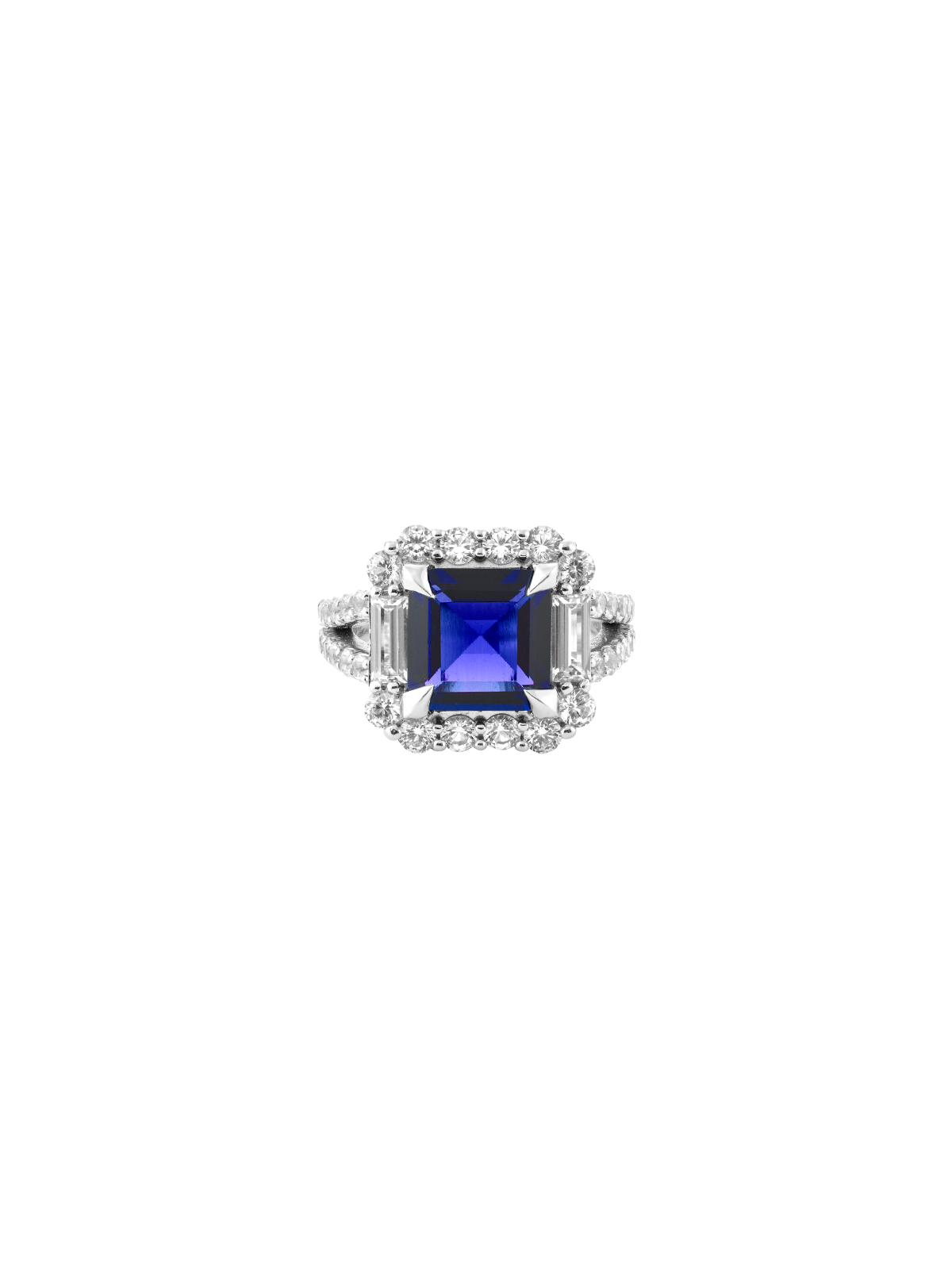 MERCER, LAB BLUE SAPPHIRE RING, SILVER