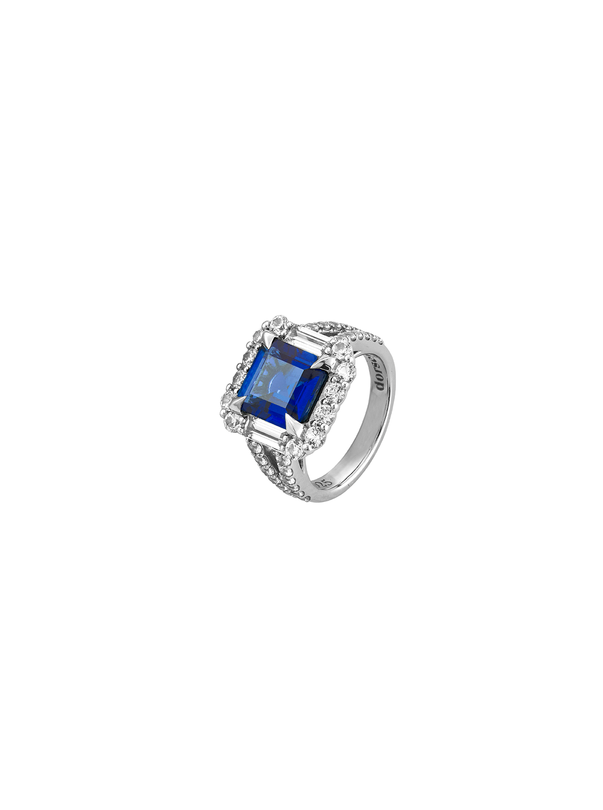 MERCER, LAB BLUE SAPPHIRE RING, SILVER