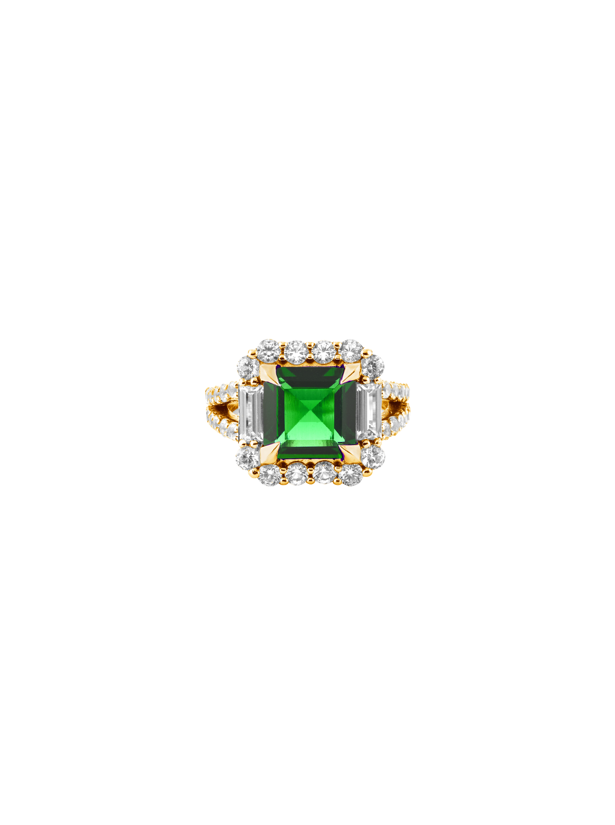 MERCER, LAB EMERALD RING, GOLD