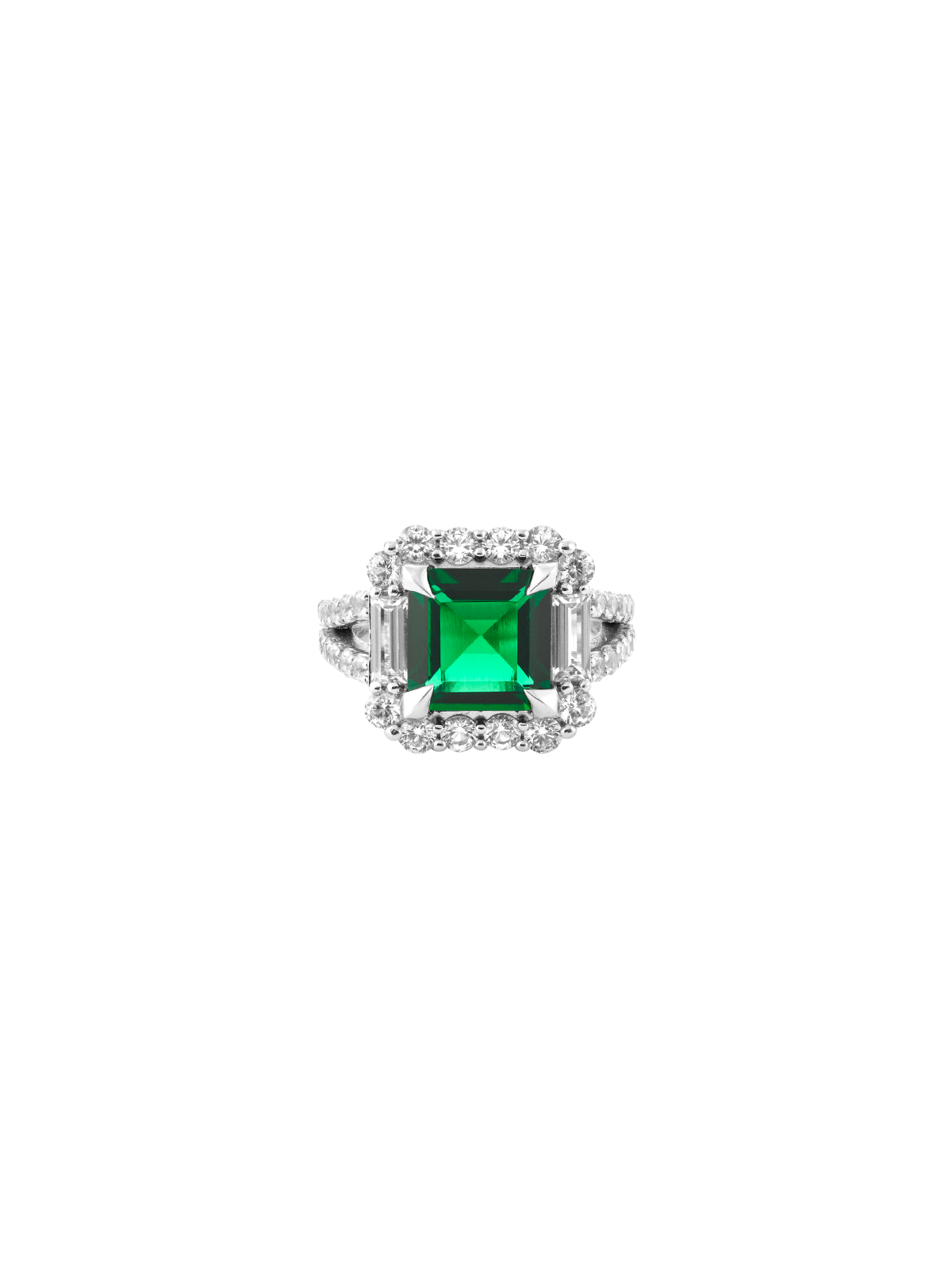 MERCER, LAB EMERALD RING, SILVER