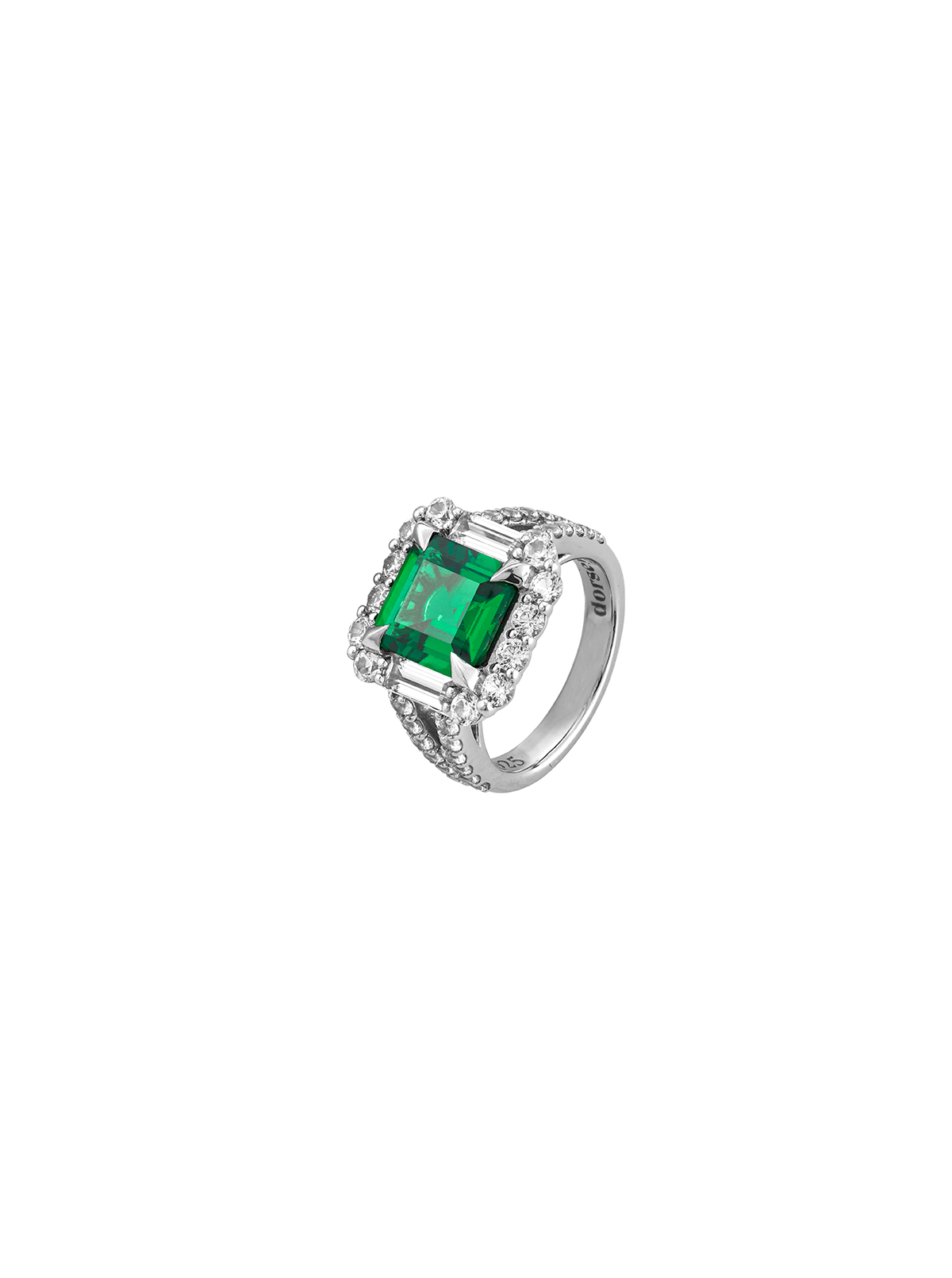 MERCER, LAB EMERALD RING, SILVER