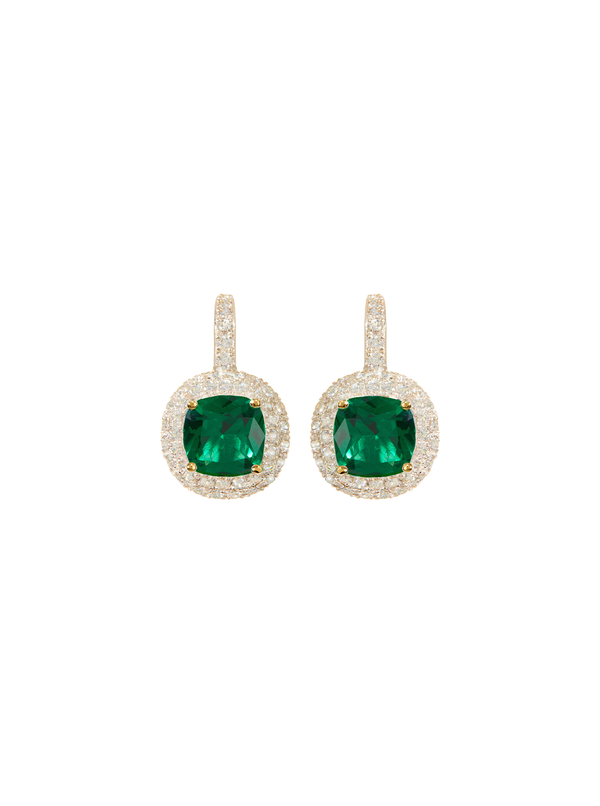 MOREAU NANO CRYSTAL EMERALD EARRINGS, GOLD