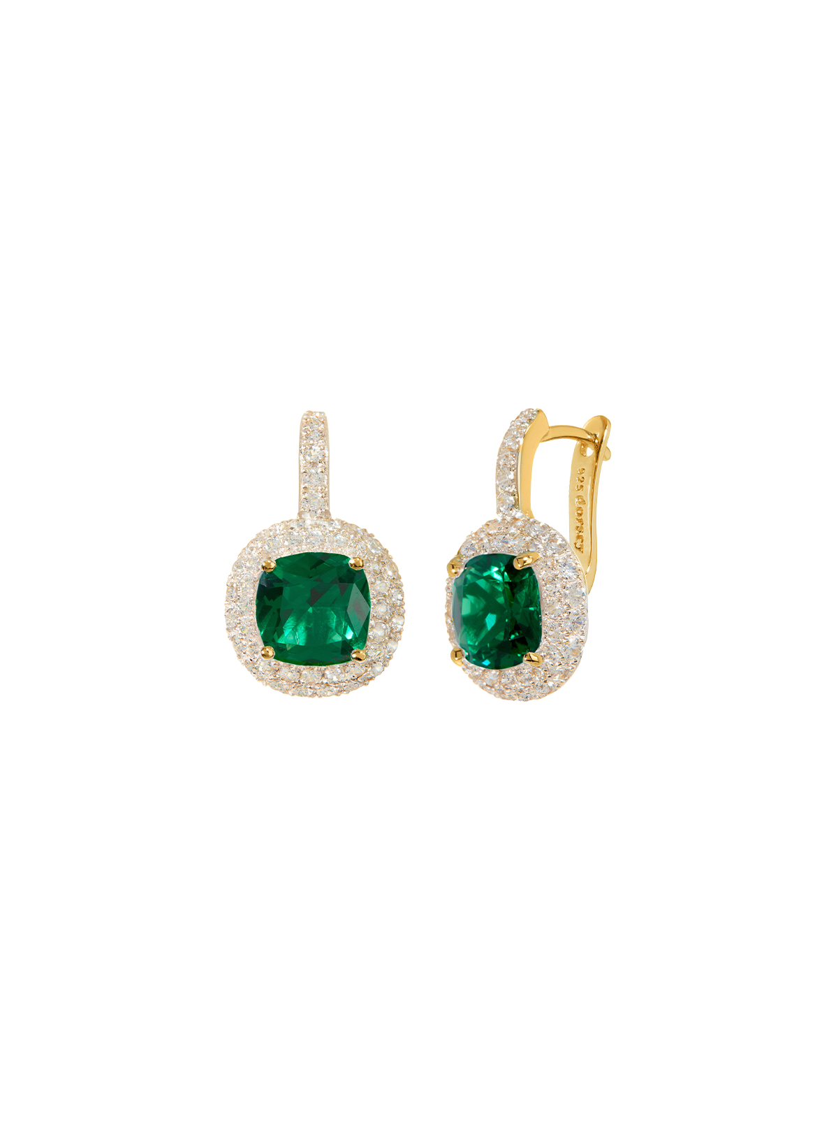 MOREAU NANO CRYSTAL EMERALD EARRINGS, GOLD