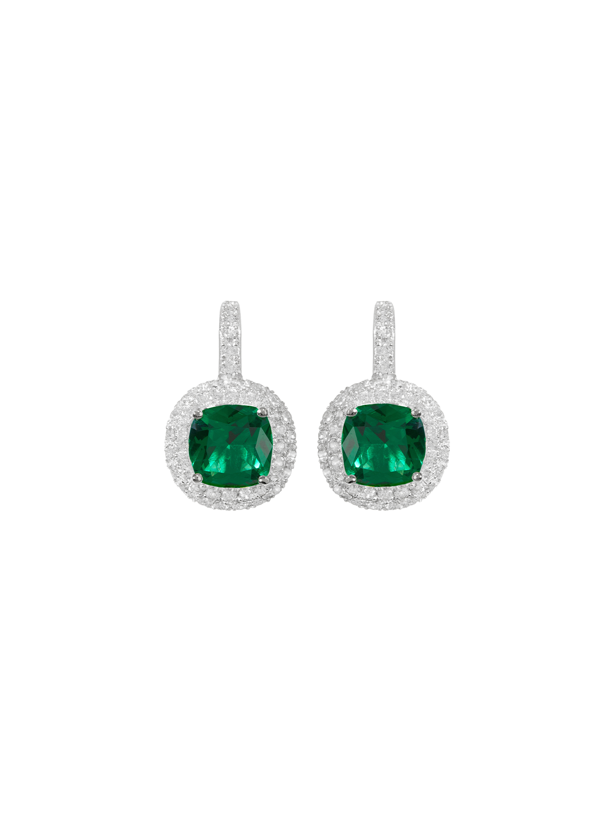 MOREAU NANO CRYSTAL EMERALD EARRINGS, SILVER