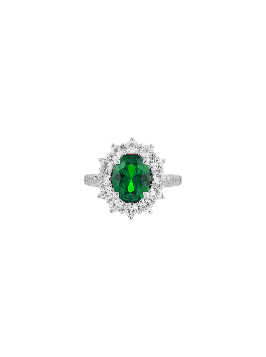 PETITE SPENCER, LAB EMERALD RING, SILVER