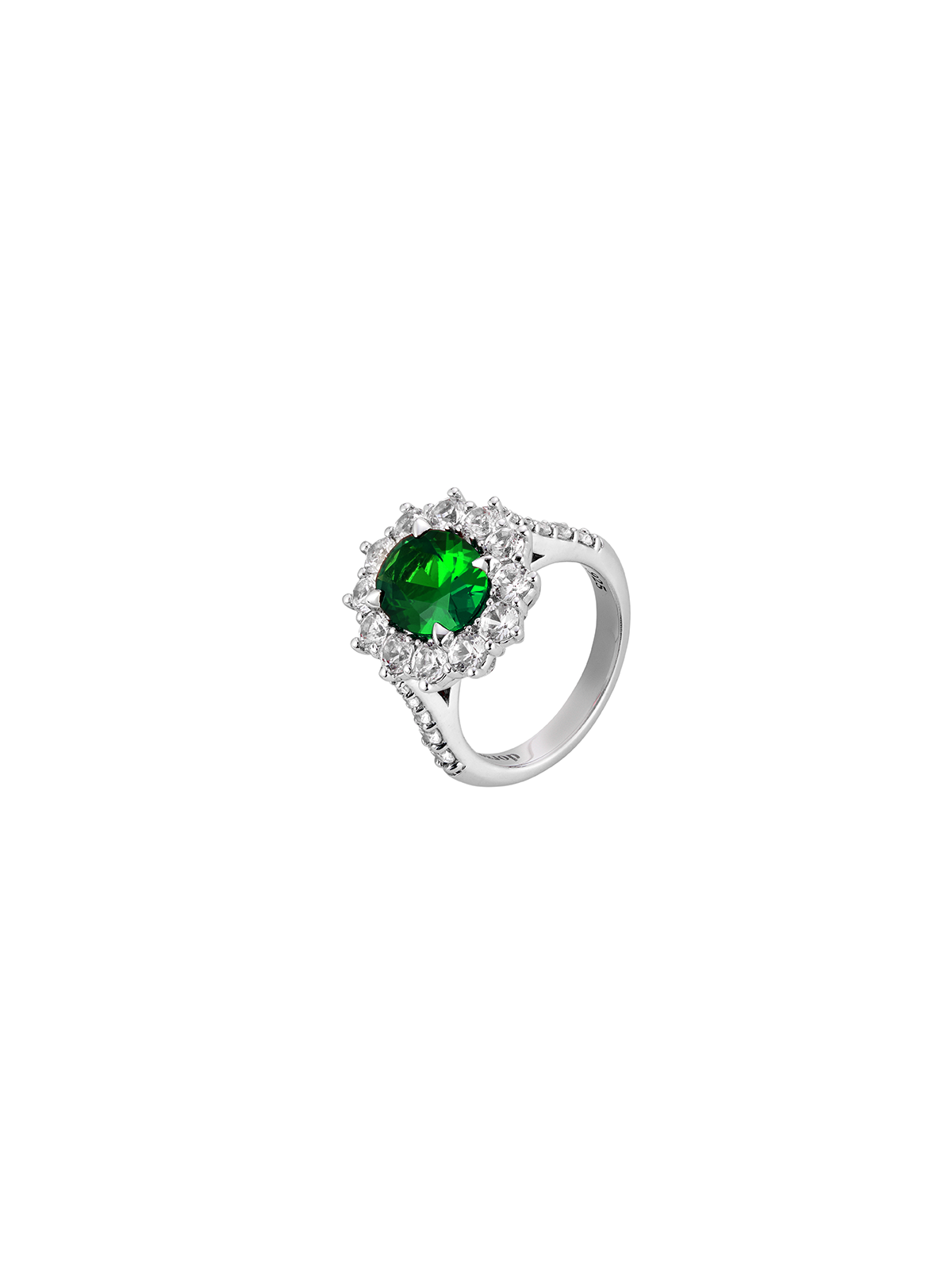 PETITE SPENCER, LAB EMERALD RING, SILVER