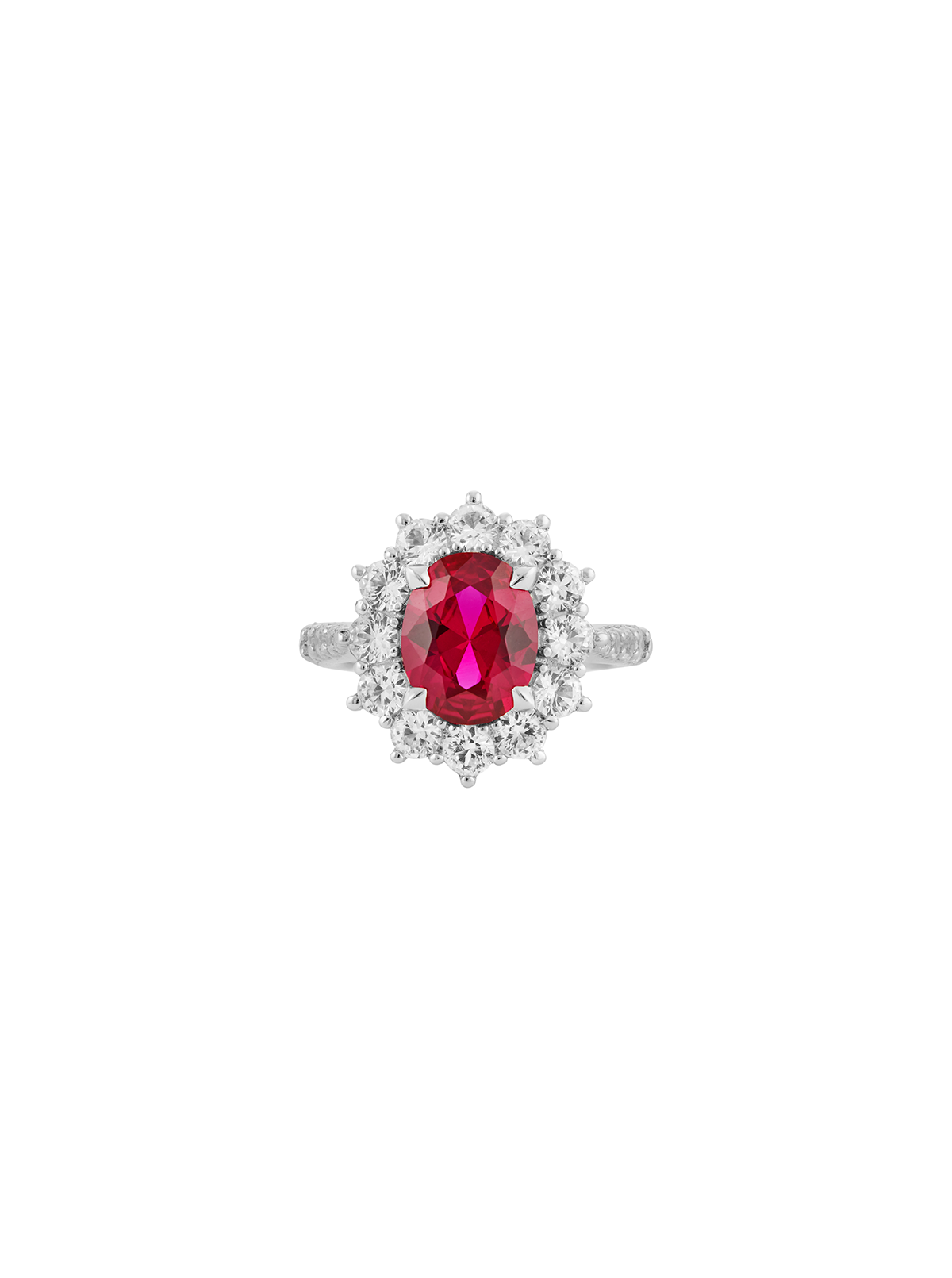 PETITE SPENCER, LAB RED SAPPHIRE RING, SILVER